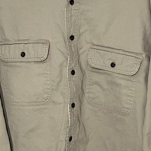 LL Bean Jacket Shacket Mens L Tan Flannel Line Hurricane Shirt Overshirt (E) - Picture 3 of 11
